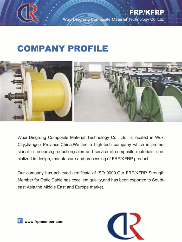 Flexible FRP Strength Member For Optical Cables Non Metallic Minimum Bending Radius 40Dmm